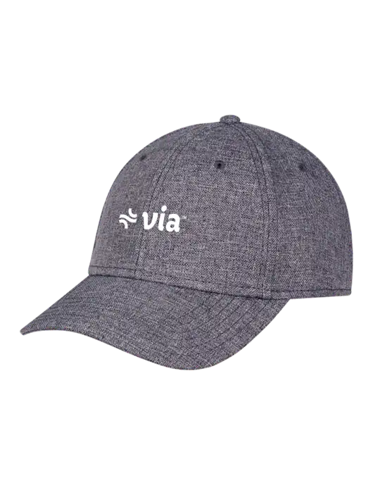 Heather Charcoal Structured Linen Look Cap Hook & Loop w/Via Logo