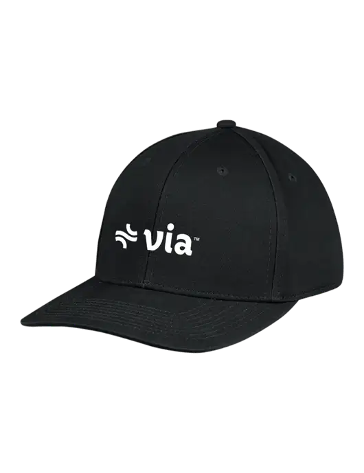 Premium Modern Structured Twill Black Snapback Cap w/Via Logo