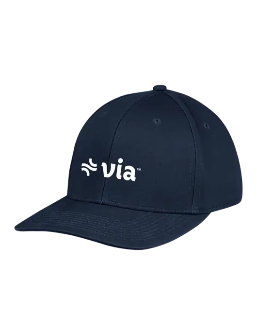 Premium Modern Structured Twill Navy Snapback Cap w/Via Logo