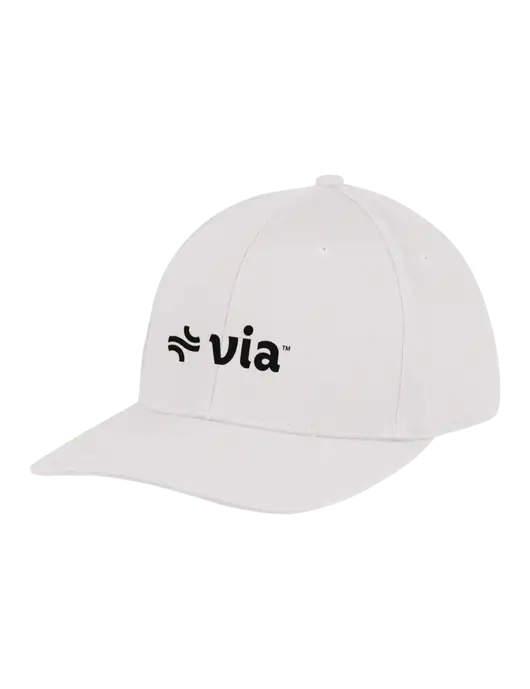 Premium Modern Structured Twill White Snapback Cap w/Via Logo
