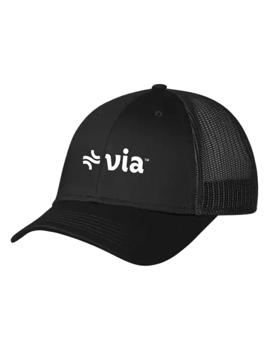 Black Mesh Trucker Cap Snap Back w/Via Logo