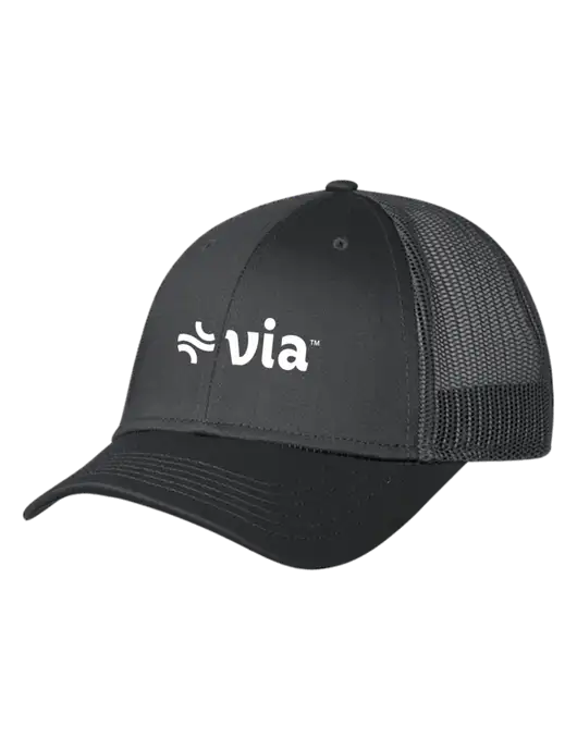 Charcoal Mesh Trucker Cap Snap Back w/Via Logo