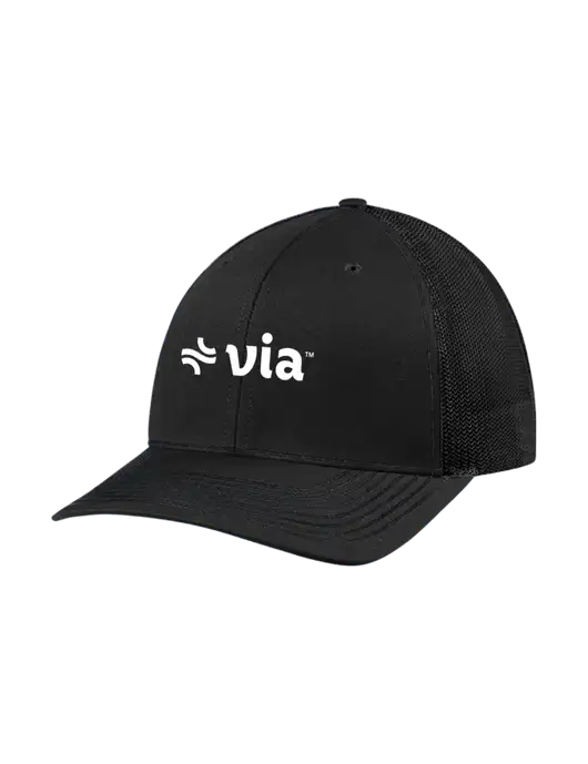 Richardson Adjustable Snapback Original 112 Trucker Cap Black w/Black Mesh w/Via Logo