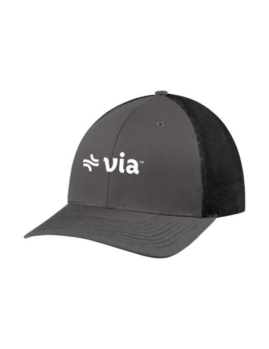 Richardson Adjustable Snapback Original 112 Trucker Cap Dark Grey w/Black Mesh w/Via Logo