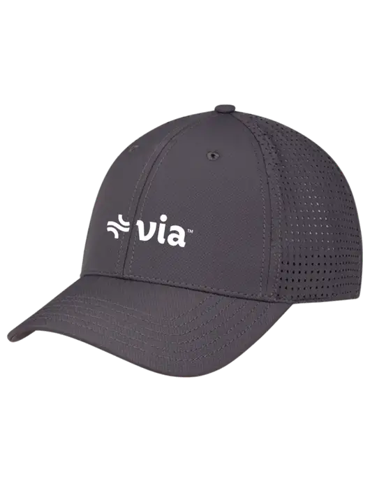 Charcoal Performance Stretchable Cap Hook & Loop w/Via Logo