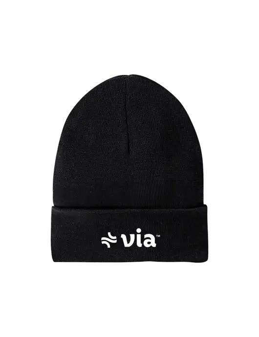 Recycled Black Beanie w/Via Logo