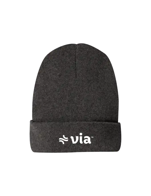 Recycled Charcoal Heather Beanie w/Via Logo