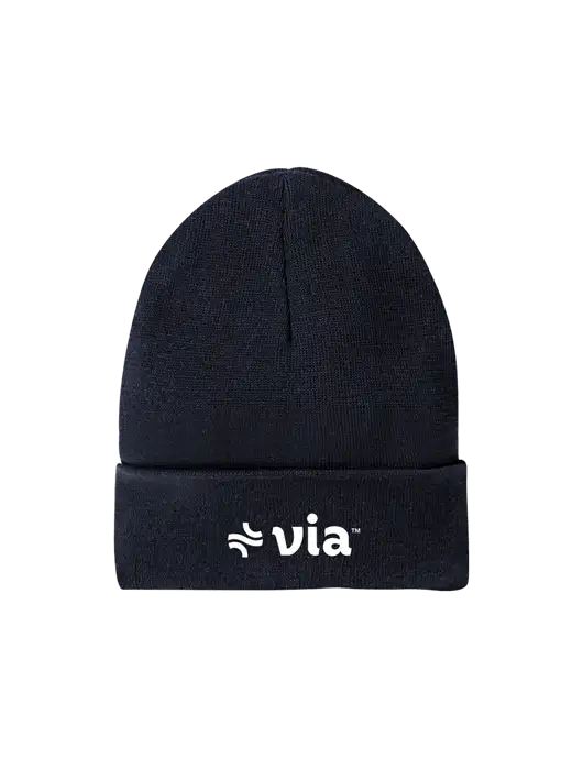 Recycled True Navy Beanie w/Via Logo