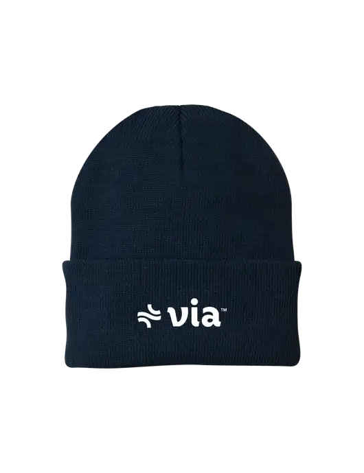Navy Knit Cap w/Via Logo