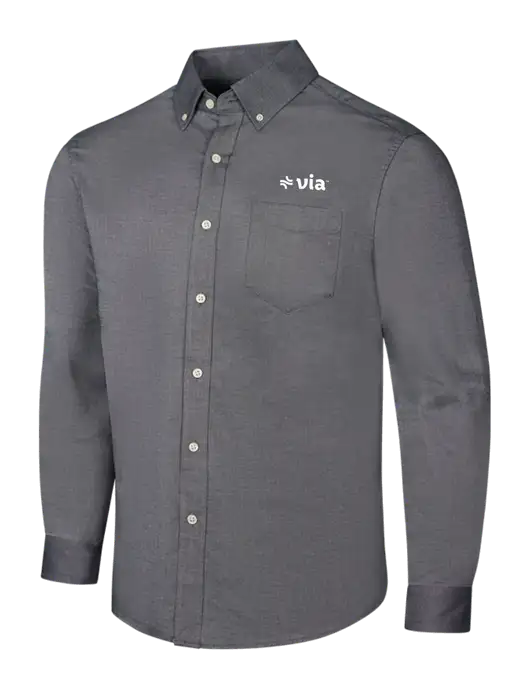 Dark Grey SuperPro Oxford Shirt w/Via Logo