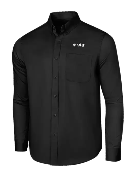 Long Sleeve Deep Black Superpro React Twill Shirt w/Via Logo