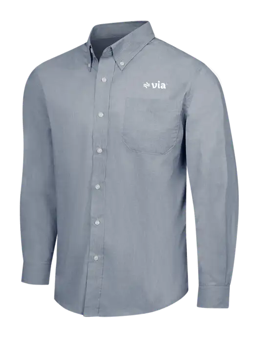 Navy Frost Crosshatch Easy Care Shirt w/Via Logo