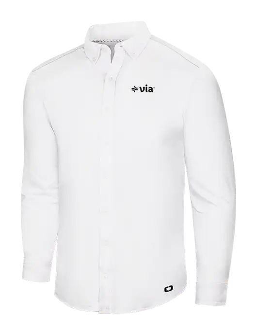 OGIO Bright White Modern Code Stretch Button-Up Shirt w/Via Logo