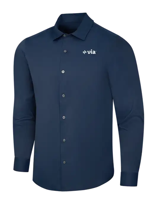 Navy City Stretch Shirt w/Via Logo