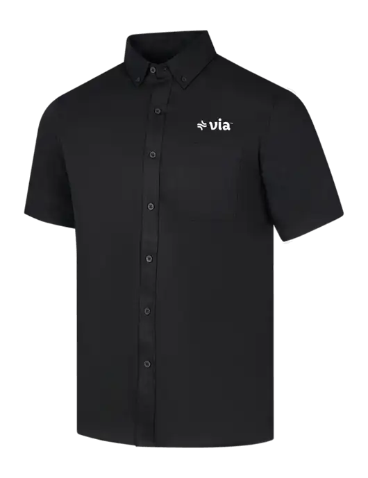 Short Sleeve Deep Black Superpro React Twill Shirt w/Via Logo