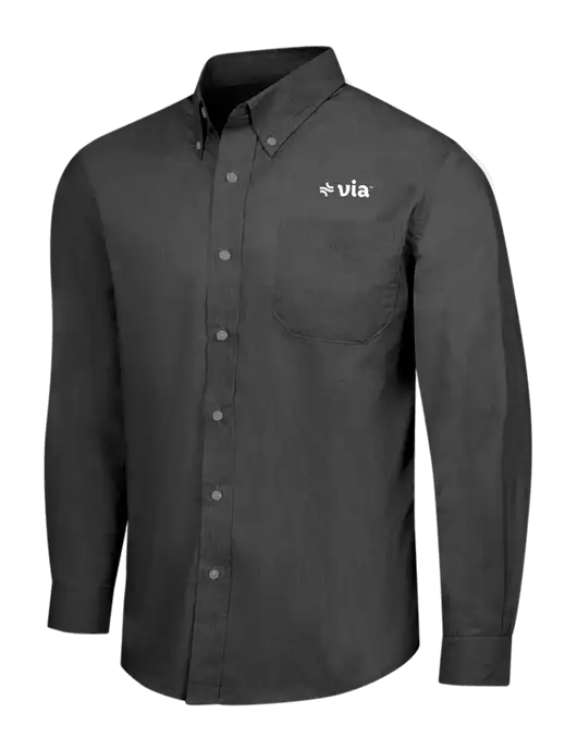 Soft Black Crosshatch Easy Care Shirt w/Via Logo
