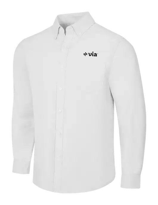 White SuperPro Oxford Shirt w/Via Logo