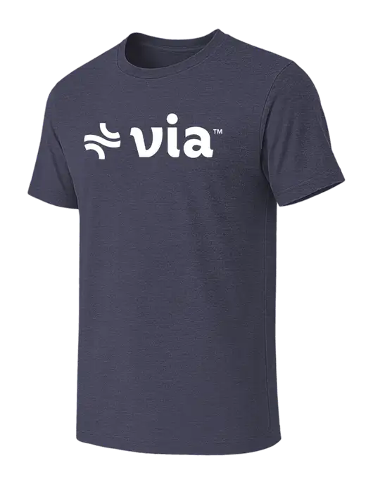 BELLA+CANVAS Heather Navy CVC Short Sleeve Tee w/Via Logo