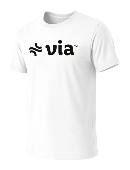 BELLA+CANVAS White Blend CVC Short Sleeve Tee w/Via Logo