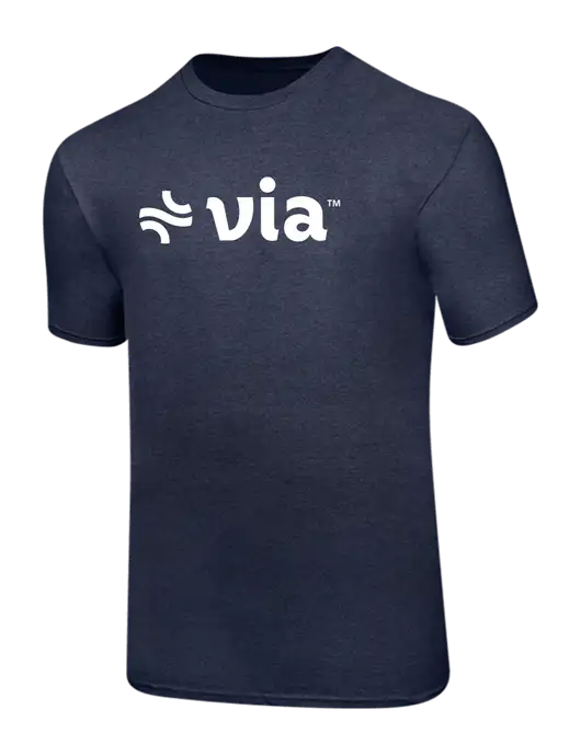 Ring Spun Heather Navy 4.5 oz T-Shirt w/Via Logo