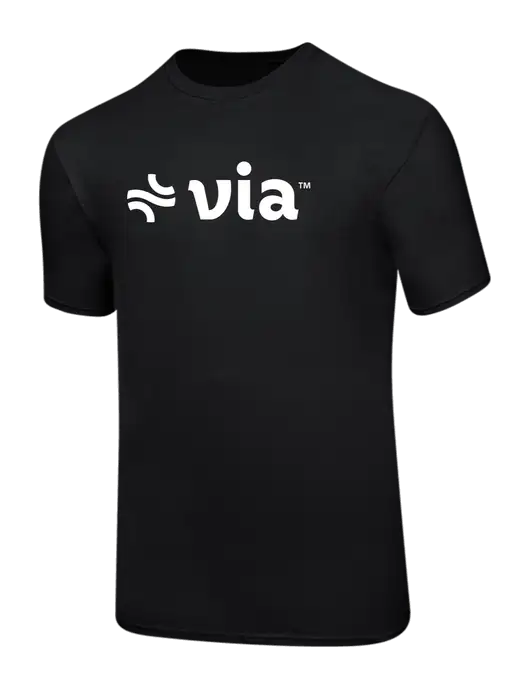 Ring Spun Jet Black 4.5 oz T-Shirt w/Via Logo