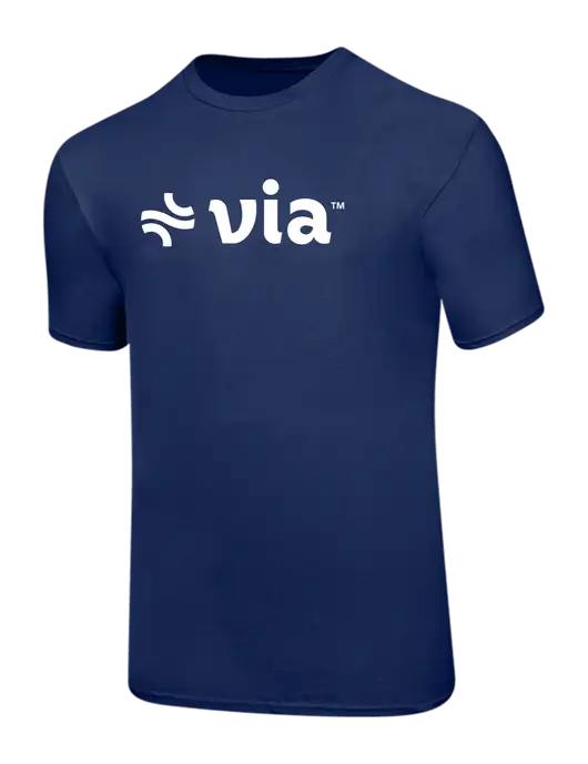 Ring Spun Navy 4.5 oz T-Shirt w/Via Logo