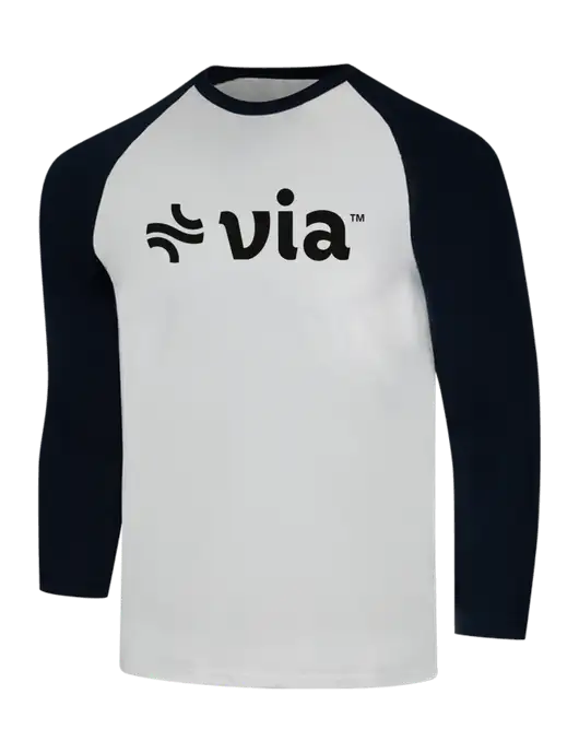 Simply Soft 3/4 Sleeve Black/White Ring Spun Cotton T-Shirt w/Via Logo