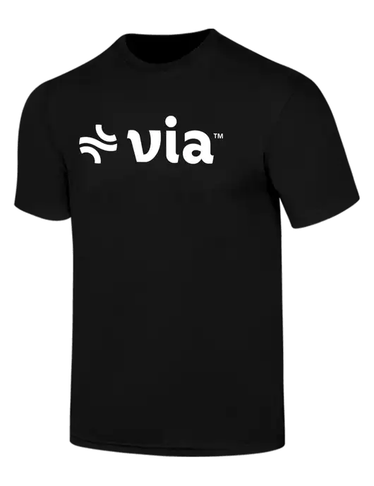 Simply Soft Black 4.5oz  Poly/Combed Ring Spun Cotton T-Shirt w/Via Logo