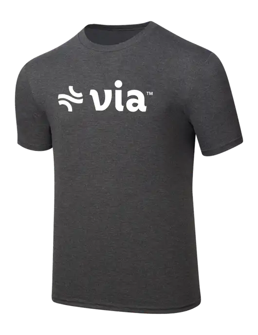 Simply Soft Heathered Charcoal 4.5oz  Poly/Combed Ring Spun Cotton T-Shirt w/Via Logo