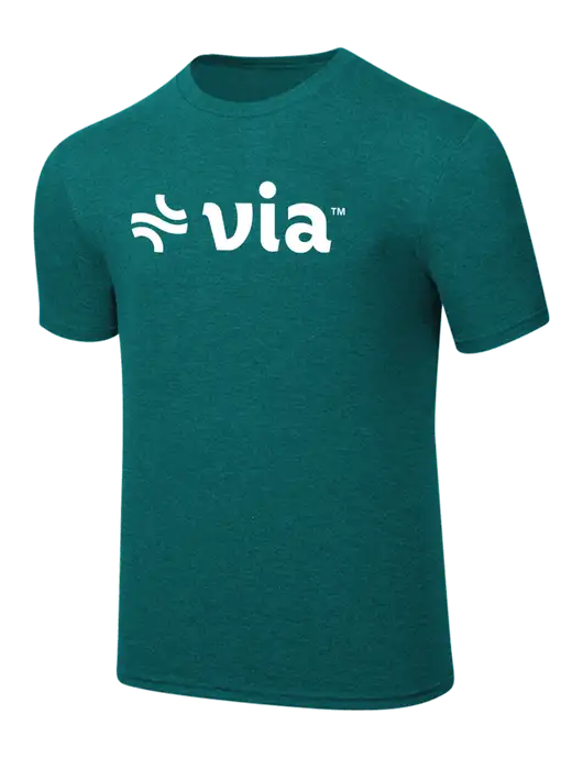 Simply Soft Heathered Dark Teal 4.5oz  Poly/Combed Ring Spun Cotton T-Shirt w/Via Logo