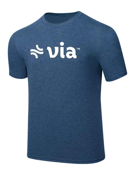 Simply Soft Heathered Navy 4.5oz  Poly/Combed Ring Spun Cotton T-Shirt w/Via Logo