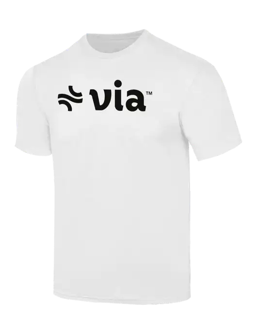 Simply Soft White 4.5oz  Poly/Combed Ring Spun Cotton T-Shirt w/Via Logo