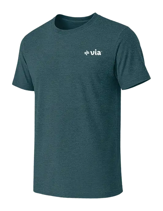 BELLA+CANVAS Heather Dark Teal CVC Short Sleeve Tee w/Via Logo