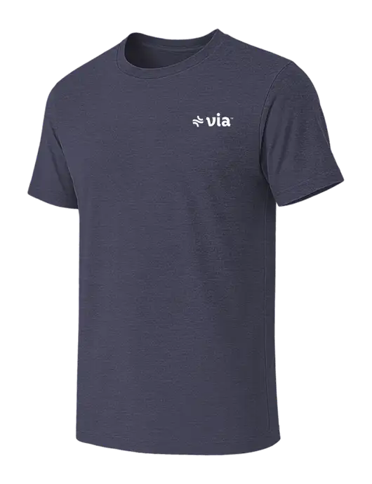 BELLA+CANVAS Heather Navy CVC Short Sleeve Tee w/Via Logo