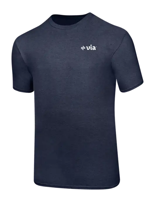 Ring Spun Heather Navy 4.5 oz T-Shirt w/Via Logo