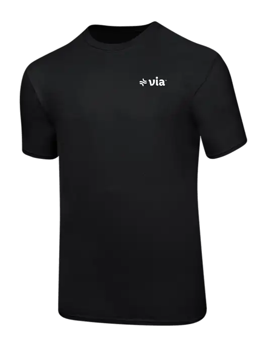 Ring Spun Jet Black 4.5 oz T-Shirt w/Via Logo