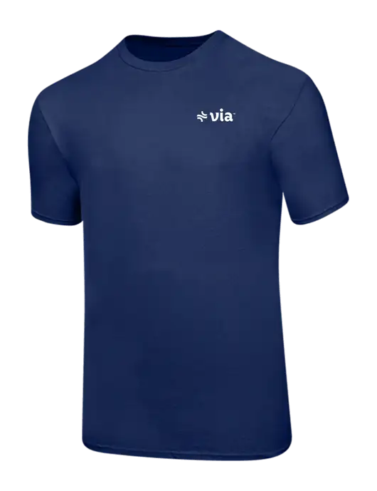 Ring Spun Navy 4.5 oz T-Shirt w/Via Logo