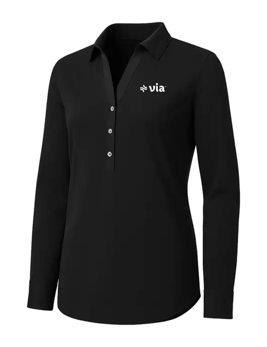 Womens Black City Stretch Shirt w/Via Logo