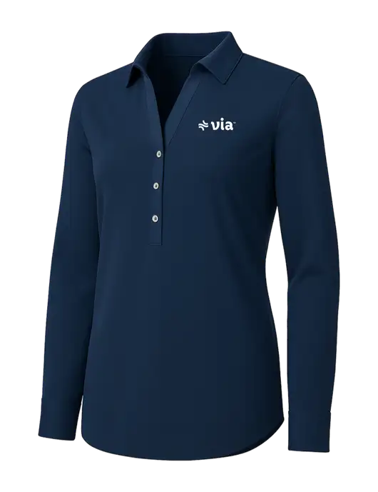 Womens Navy City Stretch Shirt w/Via Logo
