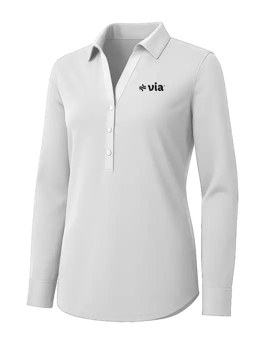 Womens White City Stretch Shirt w/Via Logo