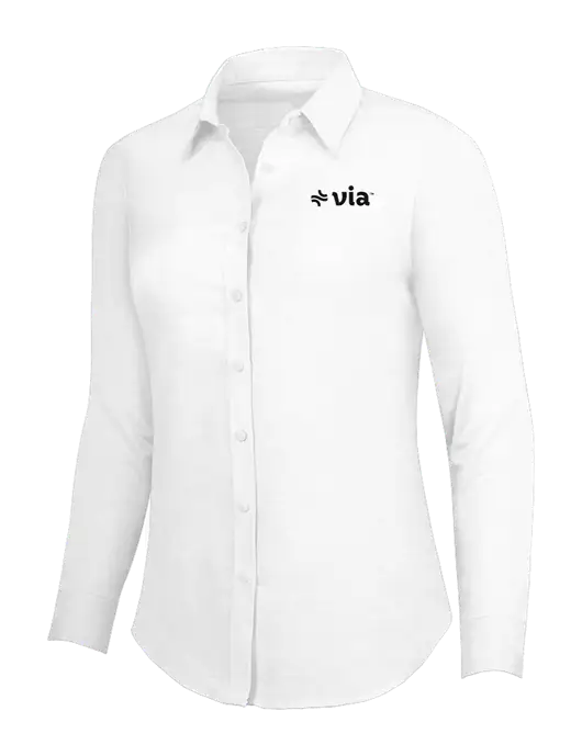 White Womens SuperPro Oxford Shirt w/Via Logo