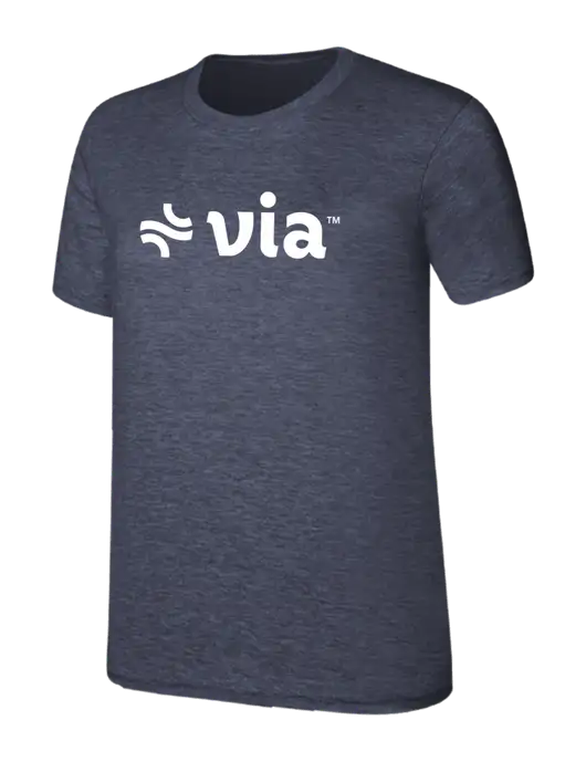 Womens Ring Spun Heather Navy 4.5 oz T-Shirt w/Via Logo