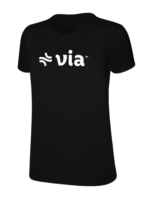 Womens Ring Spun Jet Black 4.5 oz T-Shirt w/Via Logo