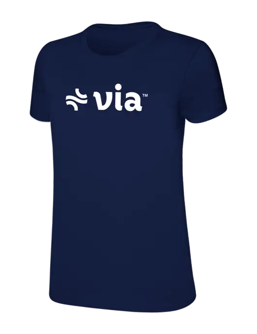 Womens Ring Spun Navy 4.5 oz T-Shirt w/Via Logo