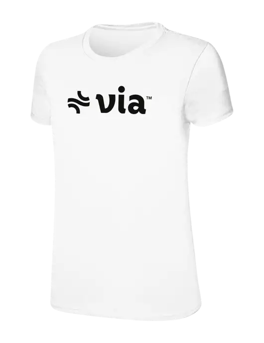 Womens Ring Spun White 4.5 oz T-Shirt w/Via Logo