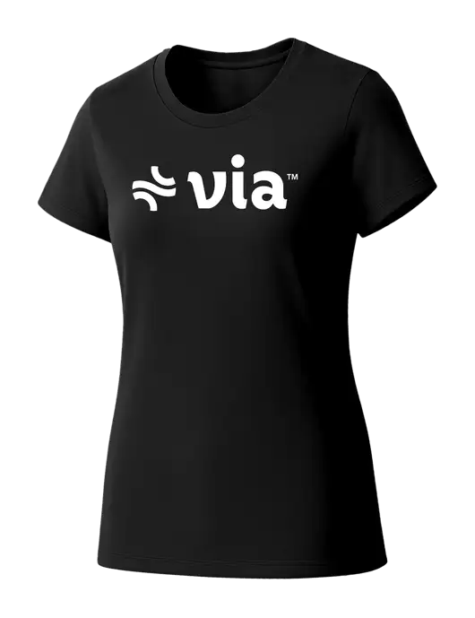 Womens Seriously Soft Black T-Shirt w/Via Logo