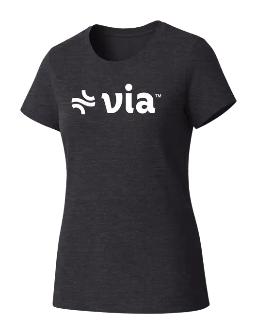 Womens Seriously Soft Heathered Charcoal T-Shirt w/Via Logo