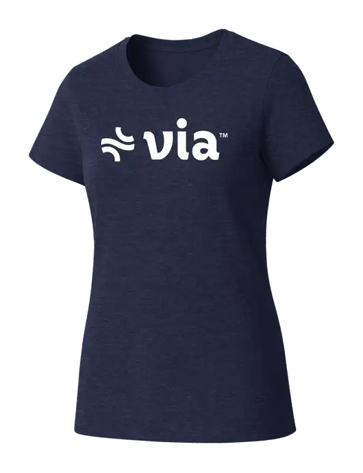 Womens Seriously Soft Heathered Navy T-Shirt w/Via Logo