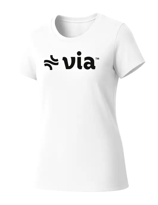 Womens Seriously Soft White T-Shirt w/Via Logo