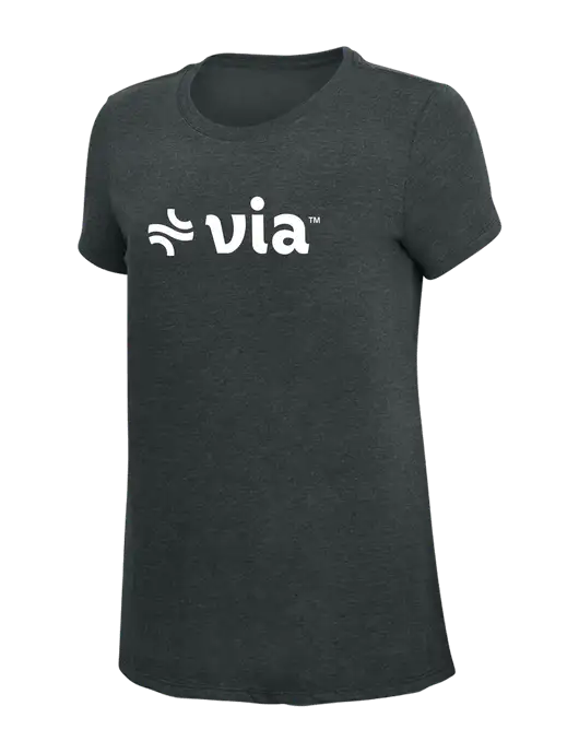 Womens Simply Soft Black Frost 4.5oz Poly/Combed Ring Spun Cotton T-Shirt w/Via Logo